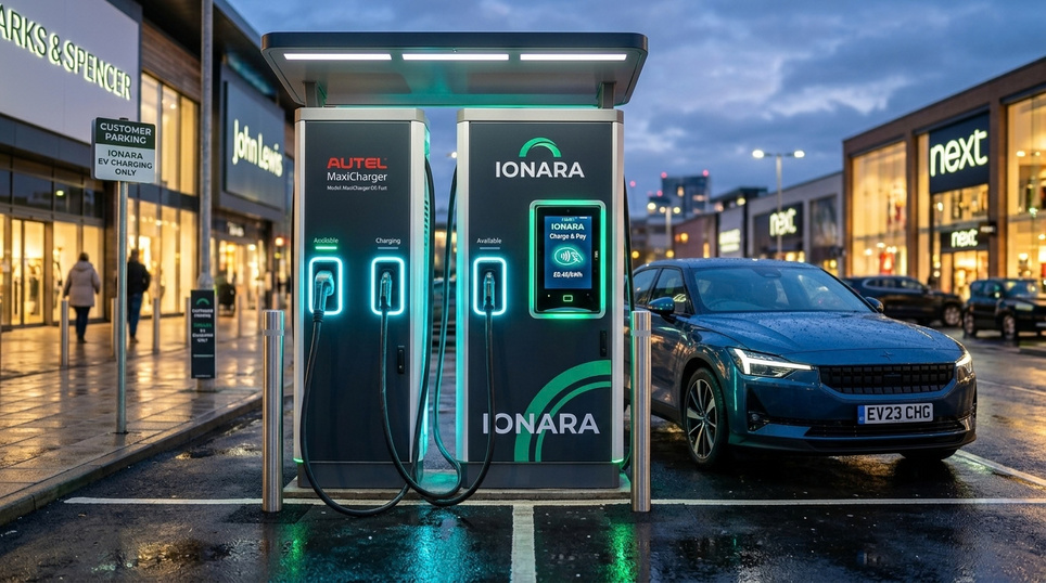 Enev commercial EV destination charging hub at UK retail park